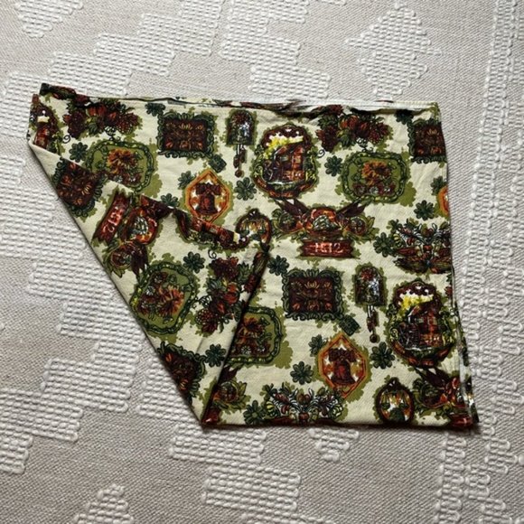 Retro Print Table Cloth Flower Bell Ship Vintage